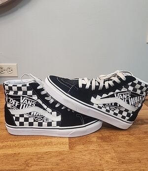 Vans Black and White Checkered High-Top Sneakers